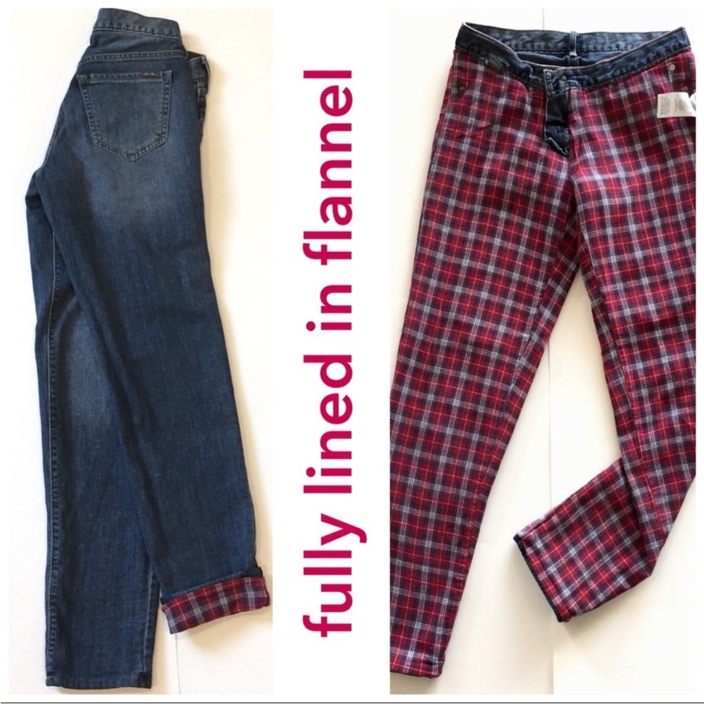 EDDIE BAUER Boyfriend Relaxed Buffalo Flannel Lined Jeans 8 - Picture 9 of 9